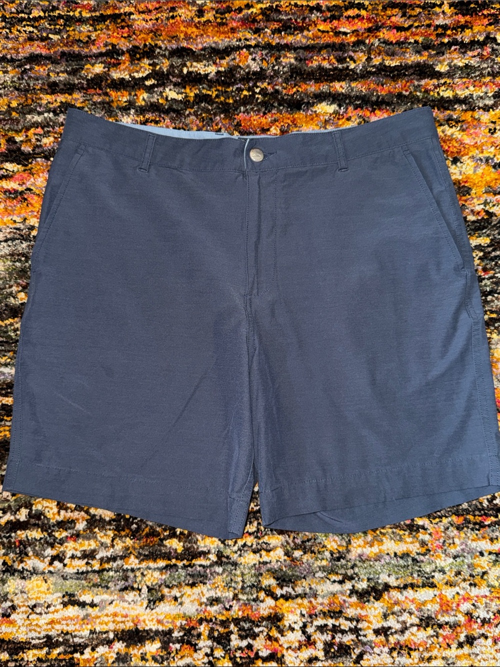 Faherty Navy Blue Flat-Front Men's Shorts 34